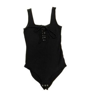 American Eagle Outfitters Black Sleeveless Rib Knit Bodysuit